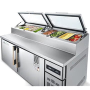 New Restaurant Kitchen Freezer Air Cooling Workbench 2 Door Under Counter Fridge Stainless Steel Worktop Freezer