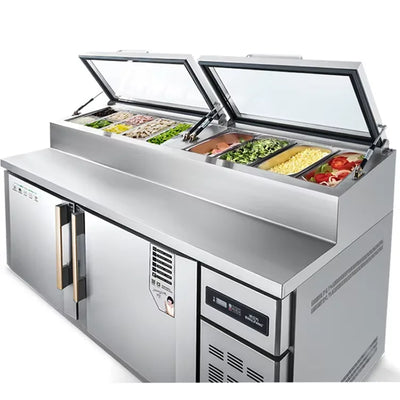 New Restaurant Kitchen Freezer Air Cooling Workbench 2 Door Under Counter Fridge Stainless Steel Worktop Freezer