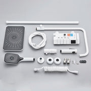 White Bathroom Shower Faucet with Digital Display 4 Function Wall Mount Hot Cold Water Tap Piano Bathroom Shower System