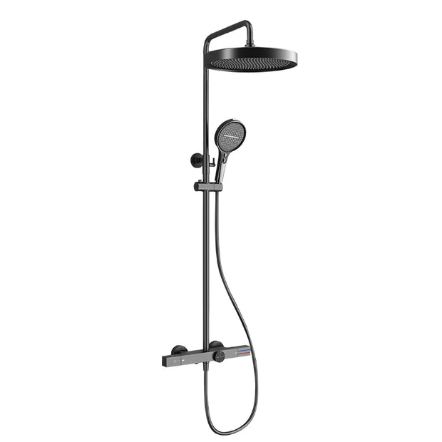Huniu Thermostatic Shower System Set Gold Shower Set Luxury Bathroom Shower Faucet Set Brass Rainfall Bathroom Shower Set Grey