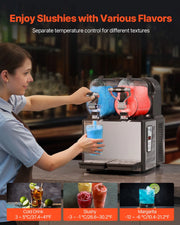 VEVOR Commercial Slushy Machine, 3Lx2 Double Tank Frozen Drink Machine, Stainless Steel Margarita Smoothie Frozen Drink Maker