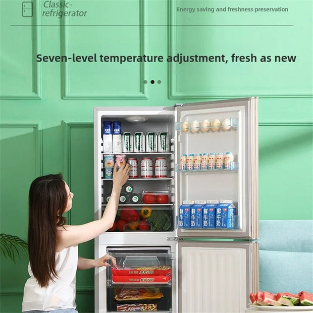large capacity Refrigerator Dormitory Rental Room Double Door Freezer Refrigerator First Level Energy Saving Silent Refrigerator