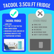 Compact Double Door Mini Fridge with Freezer for Dorm Office and Apartment Featuring Adjustable Glass Shelves Detachable Handle