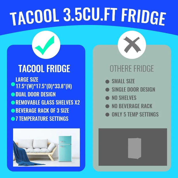 Compact Double Door Mini Fridge with Freezer for Dorm Office and Apartment Featuring Adjustable Glass Shelves Detachable Handle