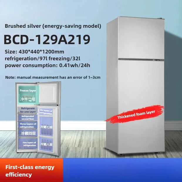 large capacity Refrigerator Dormitory Rental Room Double Door Freezer Refrigerator First Level Energy Saving Silent Refrigerator