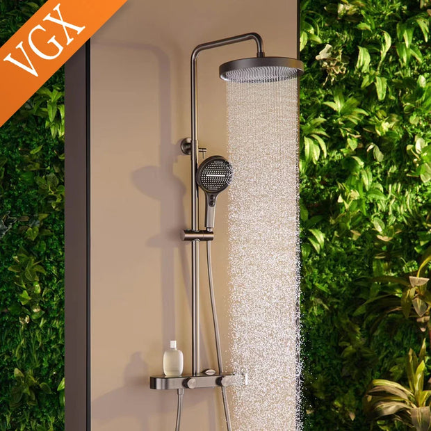 VGX Shower System Set Bathroom Shower Faucet Set 3-way Rainfall Shower Set Shower Mixer Crane with Hand Shower Set Grey White