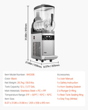 SucceBuy 3-36L Commercial Slushy Machine 1-3 Tanks Stainless Steel Margarita Smoothie Frozen Drink Maker for Home Restaurants