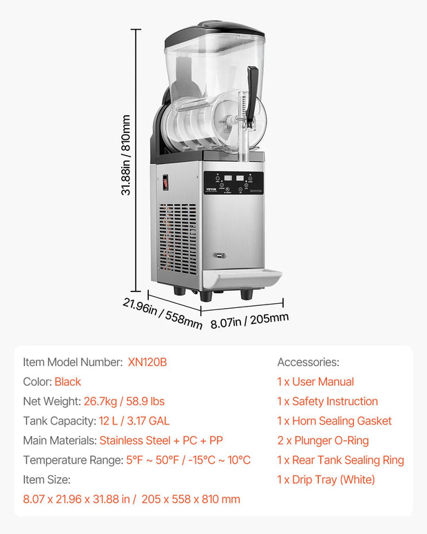 SucceBuy 3-36L Commercial Slushy Machine 1-3 Tanks Stainless Steel Margarita Smoothie Frozen Drink Maker for Home Restaurants