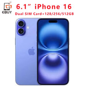 Original iPhone 16 Smartphone 128GB 256GB 512GB 6.1" Super Retina XDR OLED 48MP Triple Cameras iOS 18 5G Mobile Phone