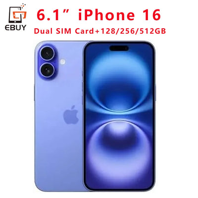 Original iPhone 16 Smartphone 128GB 256GB 512GB 6.1" Super Retina XDR OLED 48MP Triple Cameras iOS 18 5G Mobile Phone