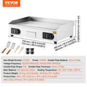 SucceBuy 26/30inch Commercial Electric Griddle 4400W Countertop Flat Top Grill BBQ Plate Grill 122℉-572 ℉for Home Restaurant