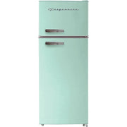 2 Door Apartment Size Refrigerator with Freezer, Retro Chrome Handle, cu ft, Platinum Series, Stainless Steel, 7.5, Silver