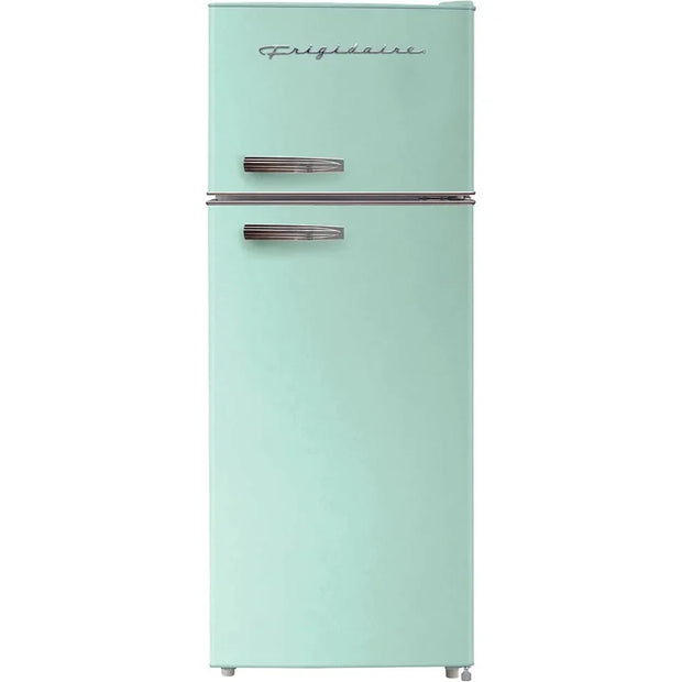 2 Door Apartment Size Refrigerator with Freezer, Retro Chrome Handle, cu ft, Platinum Series, Stainless Steel, 7.5, Silver