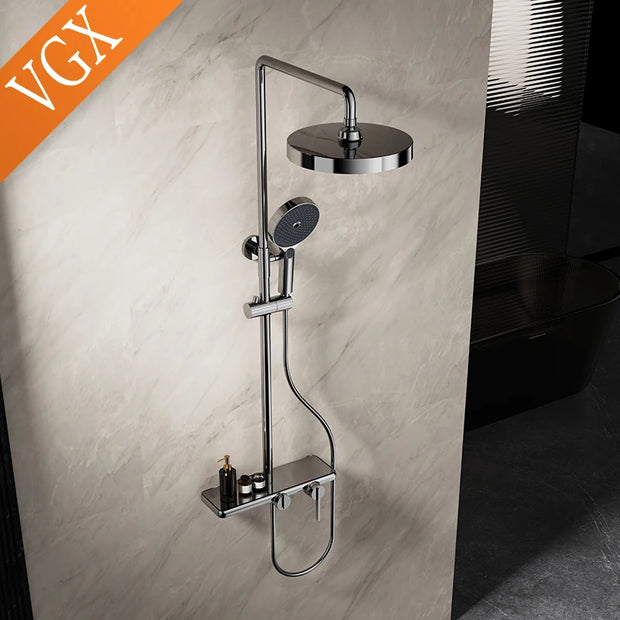 VGX Bathroom Shower System Set Modern Shower Faucet Set 3-way Rainfall  Shower Set Shower Mixer Crane with Hand Shower Set Grey