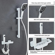 White Grey Deluxe Shower System Set Bathroom Rain Pressurized Shower Faucet Set Brass LED Digital Bathtub Shower Faucet Full Set