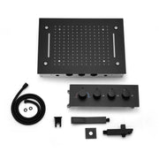 OLEFY Bathroom Shower Head 360*500MM Matte Black Thermostatic Concealed Faucet Hand Shower Ceiling LED Shower Set