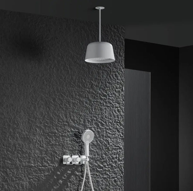 Brushed Gold Bathroom Shower Faucet Set 2 Way Rainfall Bathtub Mixer Hot Cold Water Mixed Tap ceiling arm Embedded Box