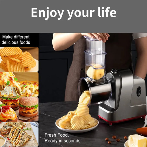 250W 5 in 1 Electric Vegetable Slicer Shredder Automatic Salad Shooter Machine Carrot Cabbage Cutter Multifunctional Kitchen Tool