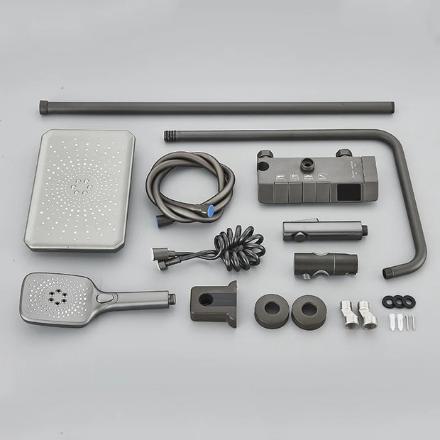 Piano Digital Shower Set Intelligent Brass Bathroom Faucets Hot Cold Waterfall Tap Rainfall Gray Shower System chuveiro