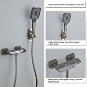 White Grey Deluxe Shower System Set Bathroom Rain Pressurized Shower Faucet Set Brass LED Digital Bathtub Shower Faucet Full Set