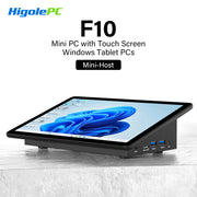 Higole F10 10.1'' Fanless Mini PC Intel N5095 Windows 11 WiFi5 8GB 128GB 5000mAh 4K RS-232 RJ45 Laptop Desktop PC Mini Computer