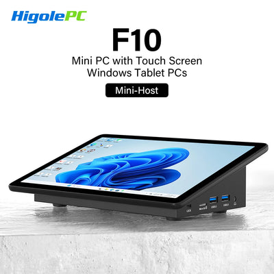 Higole F10 10.1'' Fanless Mini PC Intel N5095 Windows 11 WiFi5 8GB 128GB 5000mAh 4K RS-232 RJ45 Laptop Desktop PC Mini Computer