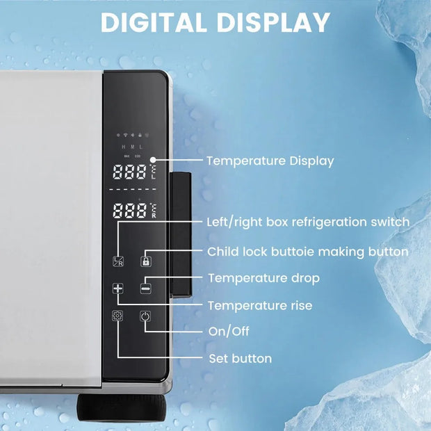 MUDIRO MR-Z55 Car Refrigerator 55L Portable Fridge Freezer Dual Zone-Compressor Electric Cooler for Overlanding, RV, Truck