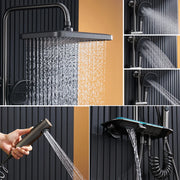 Luxury Smart LED Bathroom Showers Wall Mounted Four Function Thermostatic Rainfall Shower Set