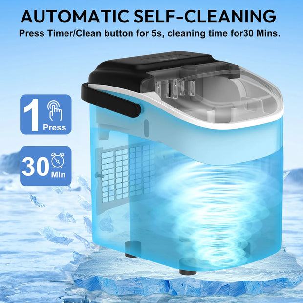 LOEFME Portable Mini Fully Automatic Bullet Shaped Ice Maker 12kg/24h 6 Minutes/9pcs Ice Cubes W/ Scoop Professional Ice Machine