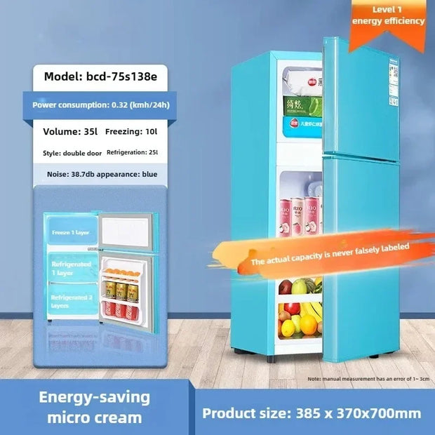 Household Small Refrigerator with Deep Freezers Rental Room Double Door Fridge Freezer First Level Energy Saving Refrigerator Z