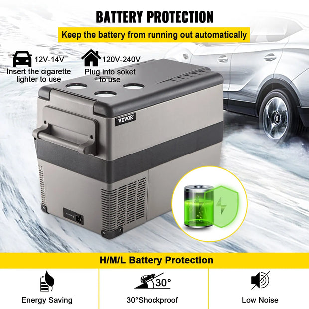 VEVOR 35L/45L/55L Car Fridge Freezer, Portable Compressor Cooler for Vehicles, Travel, Outdoor & Home Use