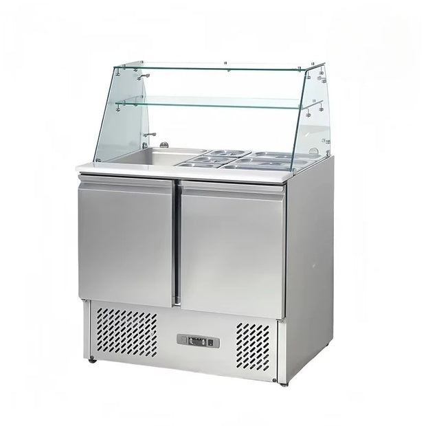 New Restaurant Kitchen Freezer Air Cooling Workbench 2 Door Under Counter Fridge Stainless Steel Worktop Freezer