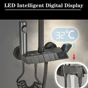 Piano Digital Shower Set Intelligent Brass Bathroom Faucets Hot Cold Waterfall Tap Rainfall Gray Shower System chuveiro