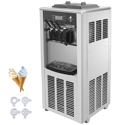 VEVOR Commercial Soft Ice Cream Machine, 2200W Serve Yogurt Maker, 3 Flavors Ice Cream Maker, 5.3 to 7.4 Gallons per Hour