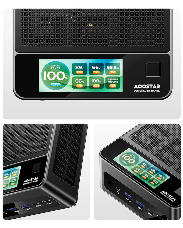 AOOSTAR GEM12+ Mini PC AMD Ryzen 7 PRO 8845HS 5.1GHz 32GB DDR5 1TB SSD Radeon 780M WiFi6 BT5.2 USB4 HDMI2.1 Mini PC Windows 11