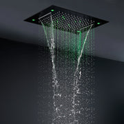 OLEFY Bathroom Shower Head 360*500MM Matte Black Thermostatic Concealed Faucet Hand Shower Ceiling LED Shower Set