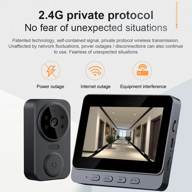 Digital Door Viewer 2.4G WiFi Automatic Sensing Home Digital Viewer IR Night Vision Smart Video Doorbell Camera Two-Way Intercom
