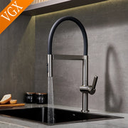 VGX Kitchen Faucet Sink Faucets Rubber Pull Down Stream Sprayer Taps Rotatable Kitchen Mixer Water Tap Hot Cold Crane Brass Grey