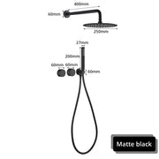 Matte Black Shower Faucet Set Bathroom Wall Mounted 2 Ways Embedded Box 10 Inches Rainfall Shower Concealed Bathroom System Set