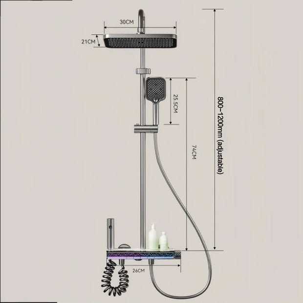 Piano Key Shower System Bathroom Shower Set Bathtub Hot And Cold Shower Faucet LED Light Digital Brass Faucet Shower Set