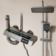 Space Aluminum Household Gun Gray Digital Display Shower Set Hotel Bathroom Shower Atmosphere Light Shower Full Set