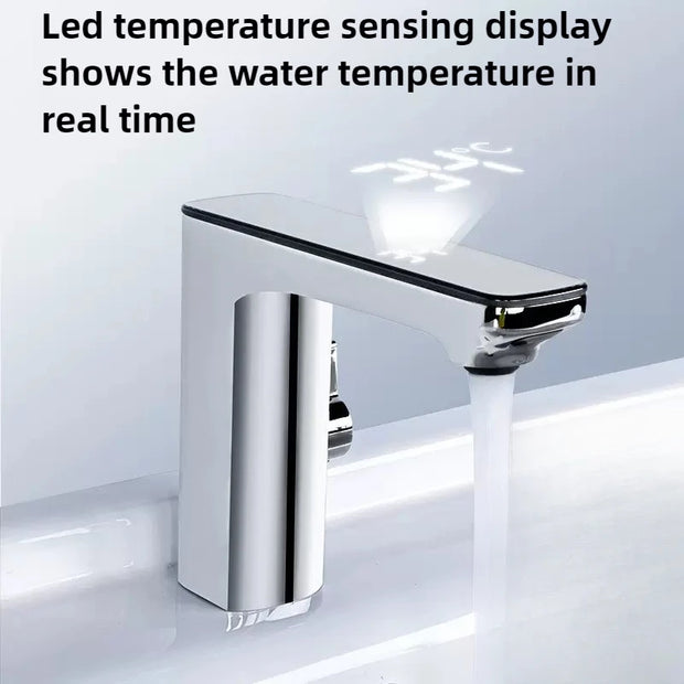 Smart Sensor LED Faucet Bathroom Basin Infrared Faucet Kitchen Sink Mixer Tap Hot and Cold Vanity Touchless Tap Digital Display