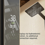 Luxury Led Display Brass Gun Grey Showers Wall Mounted Temperature Display Thermostatic Rainfall Bathroom Shower Sets