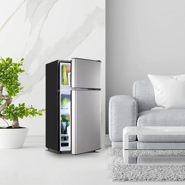 2.4 Cu.Ft Small Refrigerator with Freezer Featuring Removable Plastic Shelves Compact Design Ideal for Home Office Dormitory or