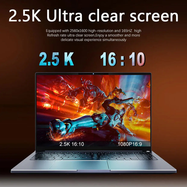CRELANDER Laptop AMD Ryzen 8845HS Processor 8Cores 16 Thread  16 Inch LCD 2560*1600-165HZ DDR5 Notebook Computer Gaming Laptops