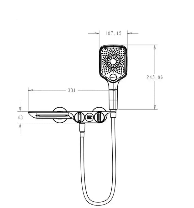 Gray Bathroom Bathtub Faucet Set Wall Mounted Brass Digital Display Smart Waterfall Shower Faucet Set White Chrome Black