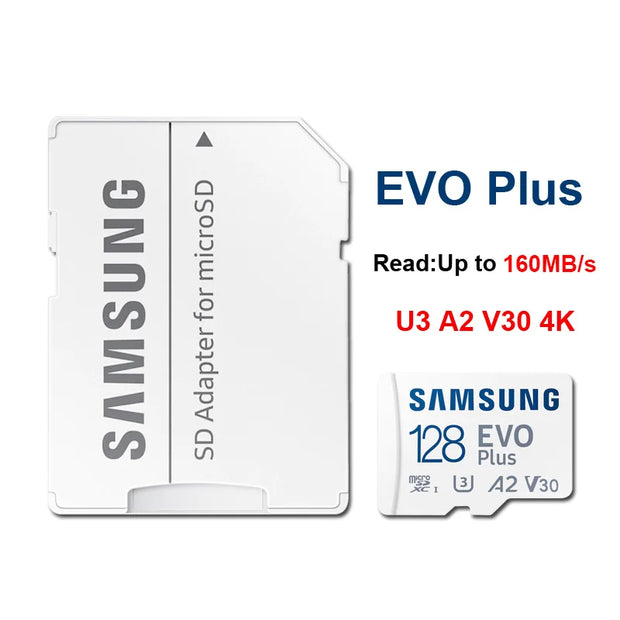Samsung MicroSD 512GB 256GB 128GB 64GB Memory Card EVO Plus U3 V30 A2 Read Speed up to 130MB/s gaming console tablet memory card