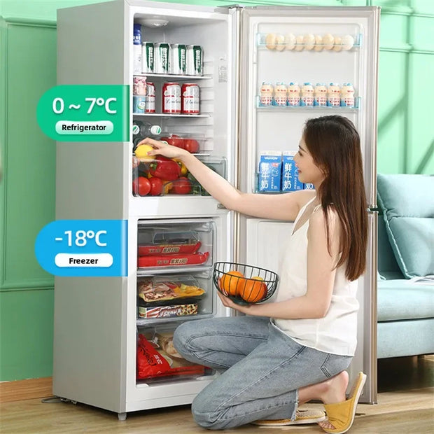 large capacity Refrigerator Dormitory Rental Room Double Door Freezer Refrigerator First Level Energy Saving Silent Refrigerator