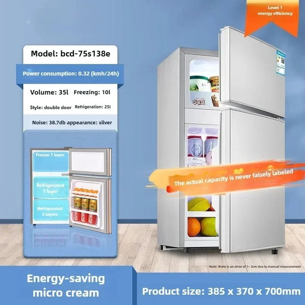 Household Small Refrigerator with Deep Freezers Rental Room Double Door Fridge Freezer First Level Energy Saving Refrigerator Z