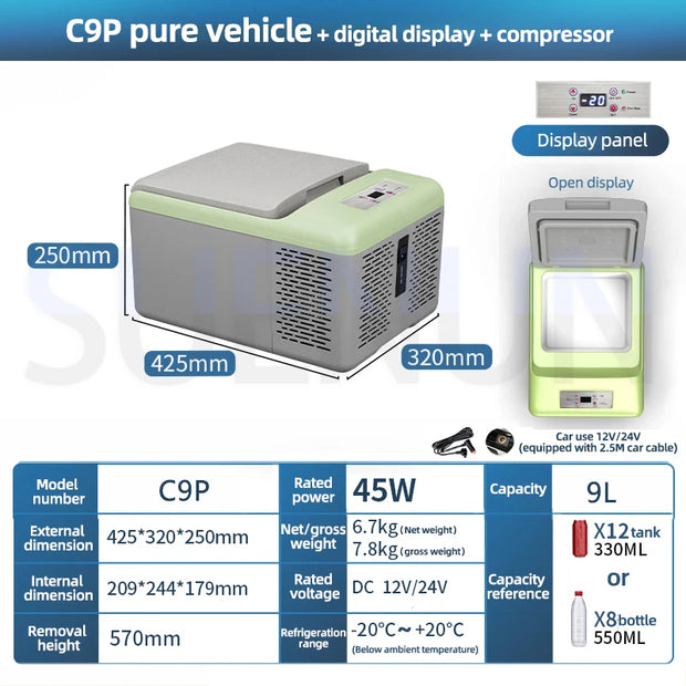 Car Refrigerator 12V/24V Truck Use Household Freezer Refrigerator Outdoor Camping Small Refrigerator Compressor Refrigeration